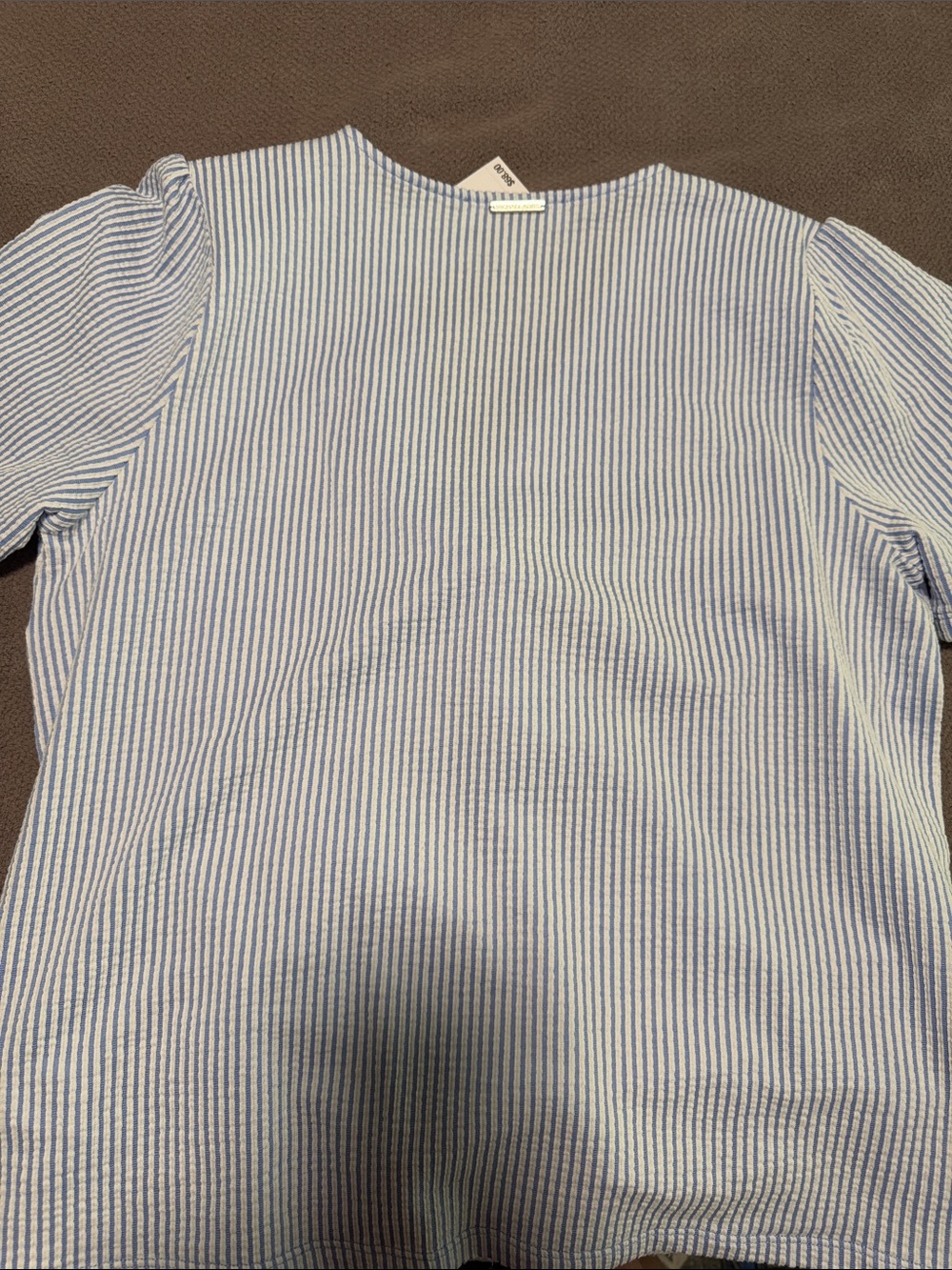 Michael Kors White and Blue Striped Side-Tie Wrap Top - Picture 3 of 3